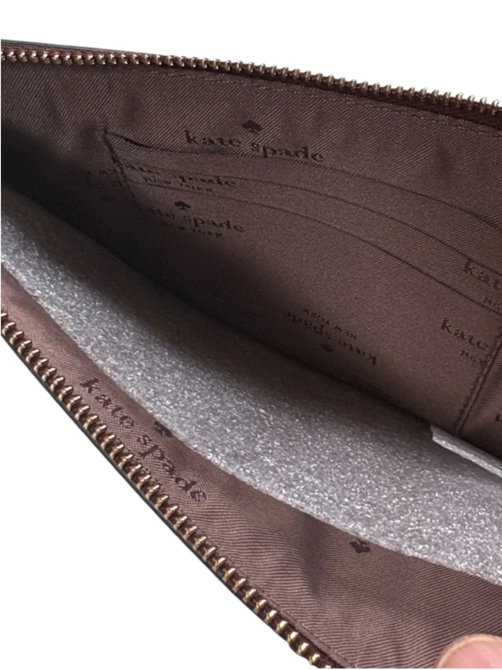 NWT Kate Spade Leather Medium Zipper Wristlet Bronze Retail $159.00